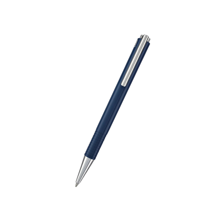 LAMY logo M+ Ballpoint Pen - Blue — uncapped with cap posted