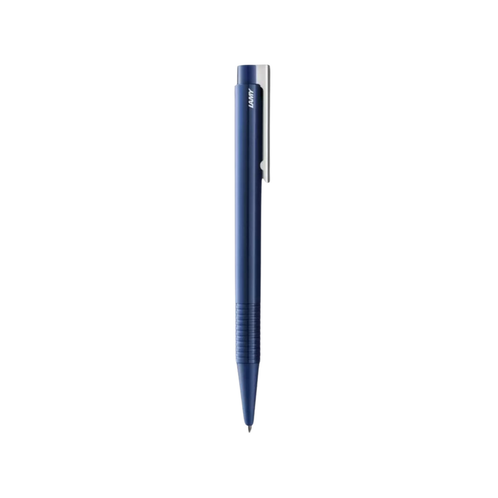 LAMY logo M Ballpoint Pen - Blue — uncapped with cap posted