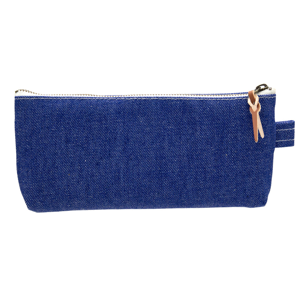 Luddite Pen Case M - Okayama Denim Blue — lead extended
