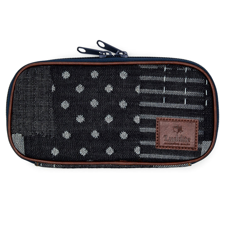 Luddite Round Zip Pencase Okayama Denim - Random Patchwork — capped