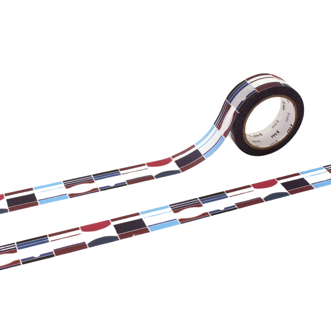 MT 1P Kamoi Retro Design Washi Tape - Label — roll front