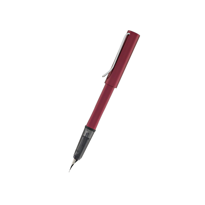 Lamy AL-Star Fountain Pen Black Purple — uncapped with cap posted