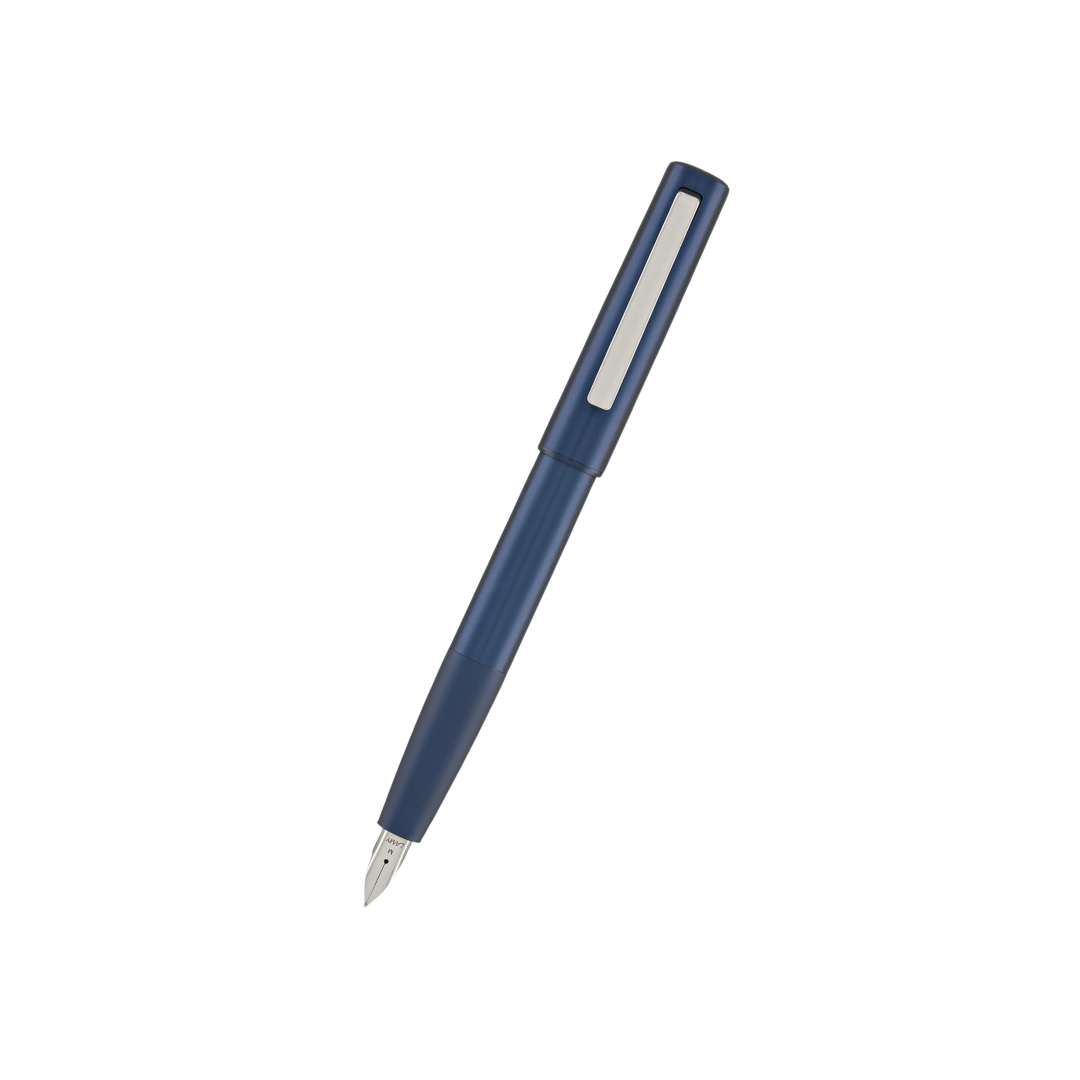 Lamy Aion Fountain Pen - Deep Dark Blue (Medium) — uncapped with cap posted