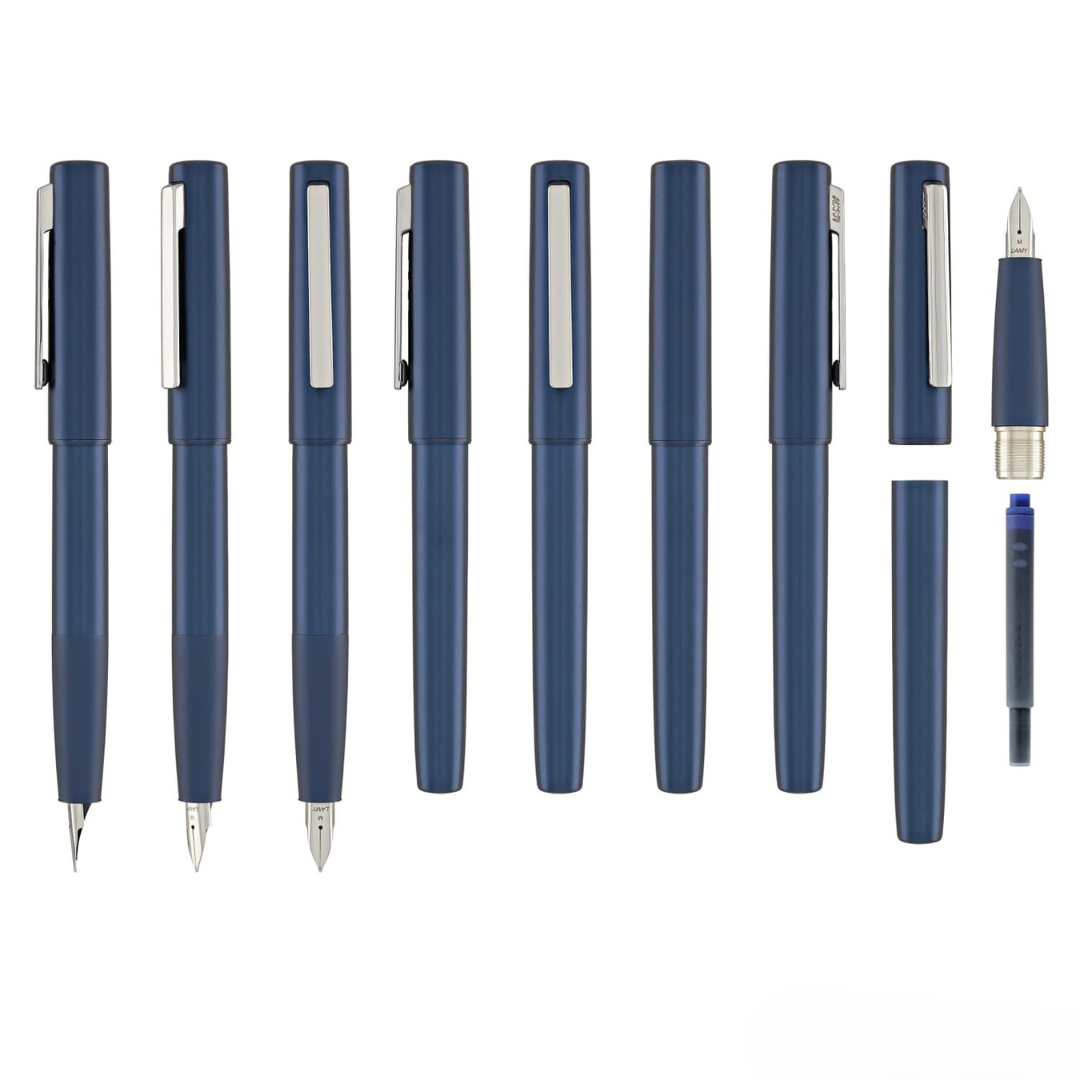 Lamy Aion Fountain Pen - Deep Dark Blue (Medium) — flat lay