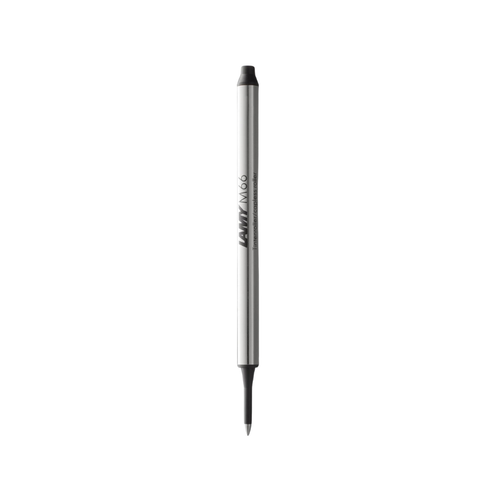 Lamy M66 Rollerball Pen Refill - Broad Black — uncapped with cap posted