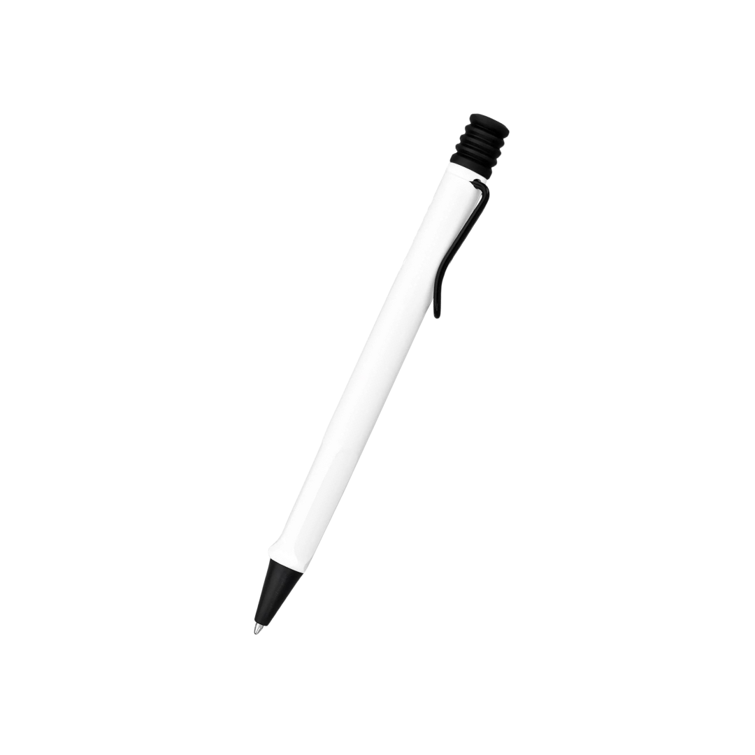LAMY Safari Ballpoint Pen White with Black Clip - 2022 Special Edition — writing at an angle