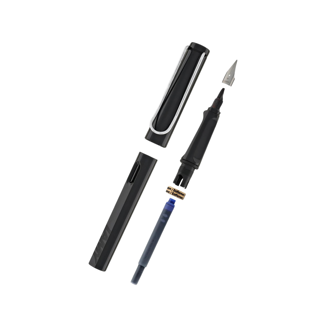 Lamy Safari Fountain Pen Black — flat lay