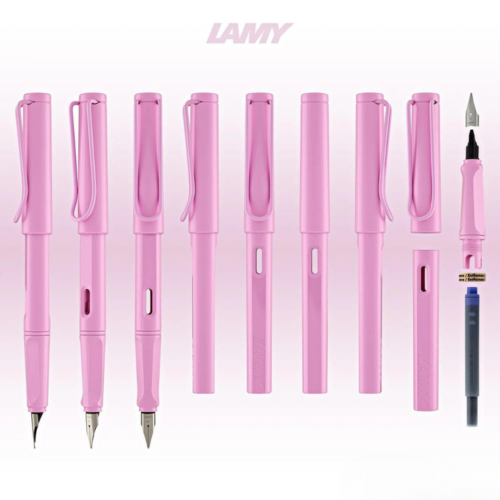 LAMY Safari Deelite Fountain Pen - Light Rose (Special Edition) — flat lay