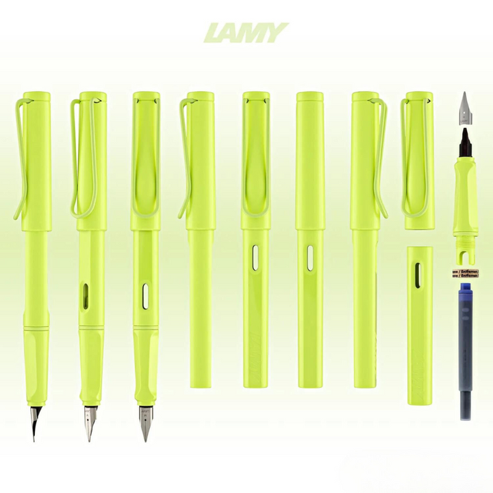 LAMY Safari Deelite Fountain Pen - Spring Green (Special Edition) — flat lay