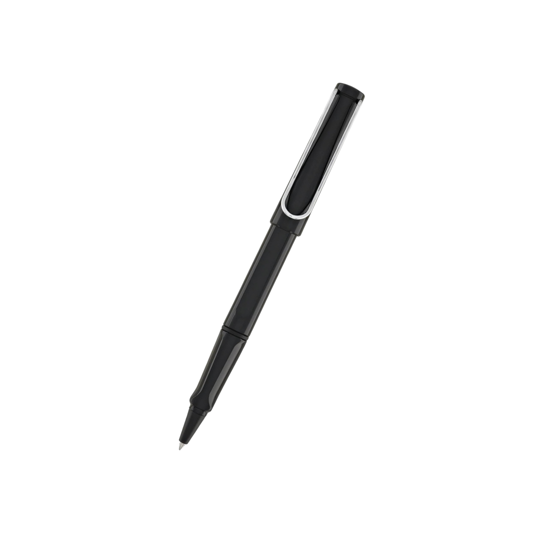 Lamy Safari Rollerball Pen Black — uncapped with cap posted