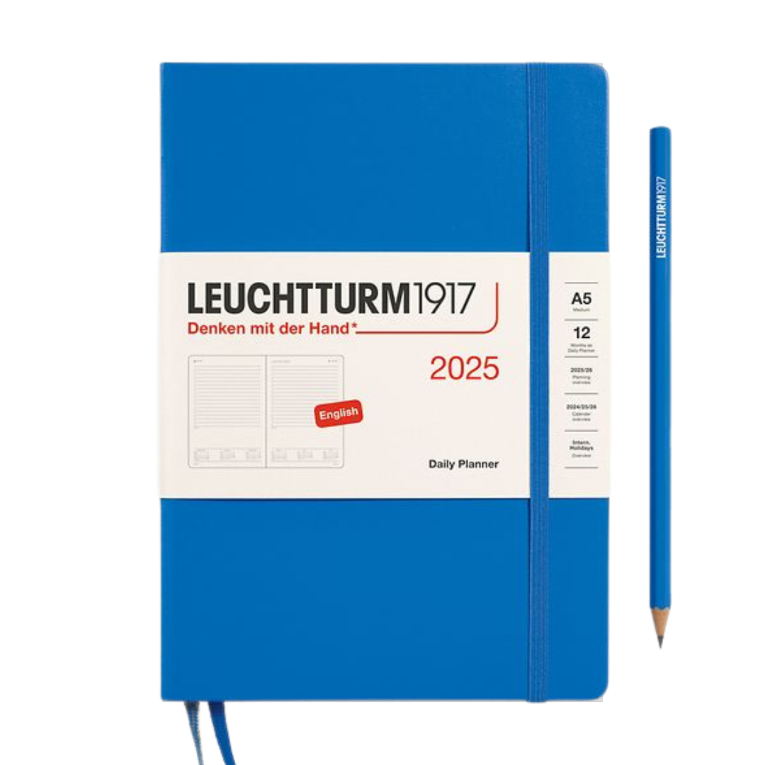 Leuchtturm1917 A5 Medium Hardcover Daily Planner 2025 - Sky — front view