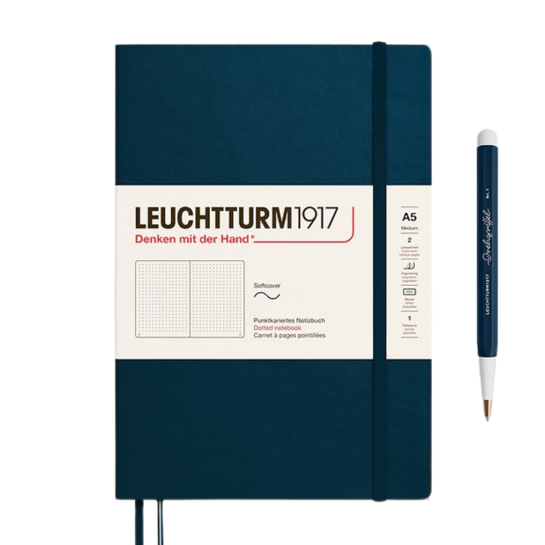 Leuchtturm1917 A5 Medium Softcover Notebook - Dotted / Deep Sea — front cover