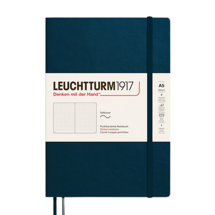 Leuchtturm1917 A5 Medium Softcover Notebook - Dotted / Deep Sea — open spread