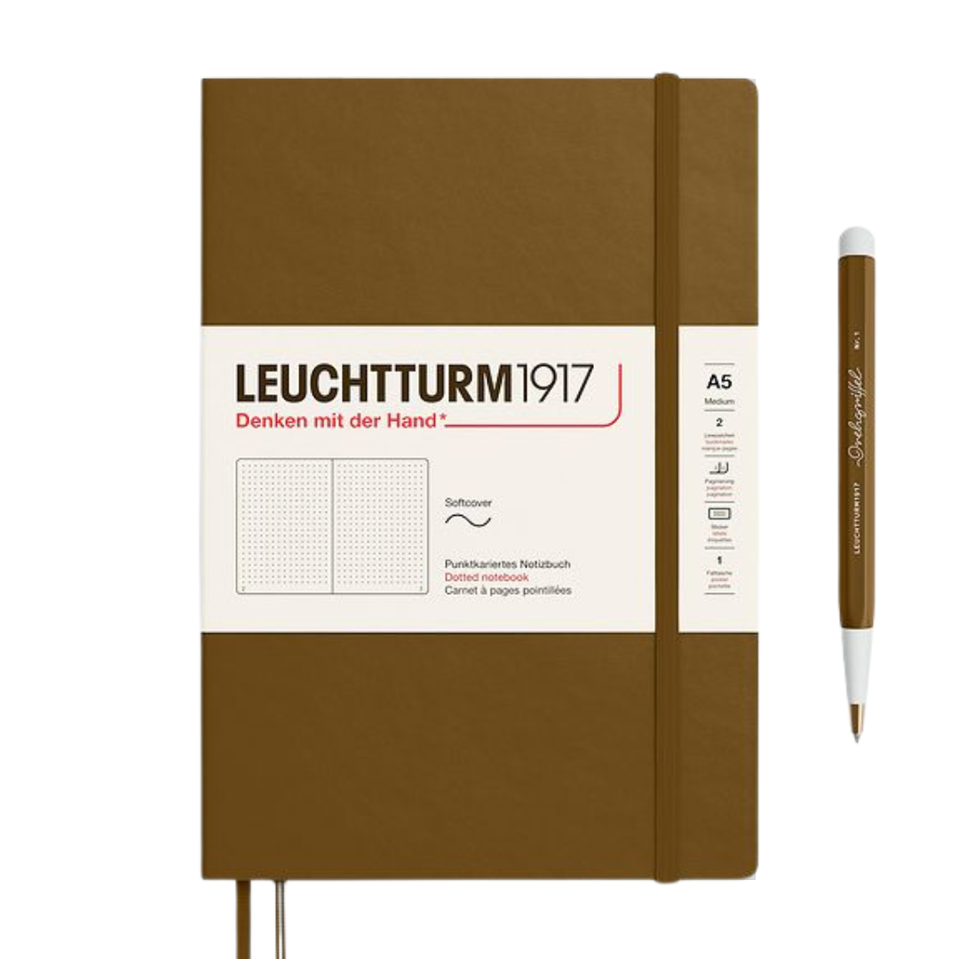Leuchtturm1917 A5 Medium Softcover Notebook - Dotted / Spice Brown — front cover