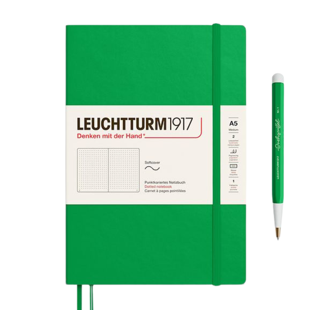 Leuchtturm1917 A5 Medium Softcover Notebook - Dotted / Spring Leaf — front cover