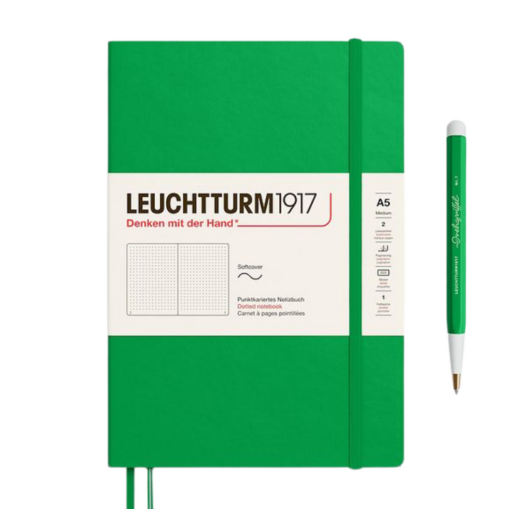 Leuchtturm1917 A5 Medium Softcover Notebook - Dotted / Spring Leaf — front cover