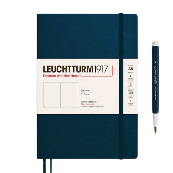 Leuchtturm1917 A5 Medium Softcover Notebook - Plain / Deep Sea — front cover