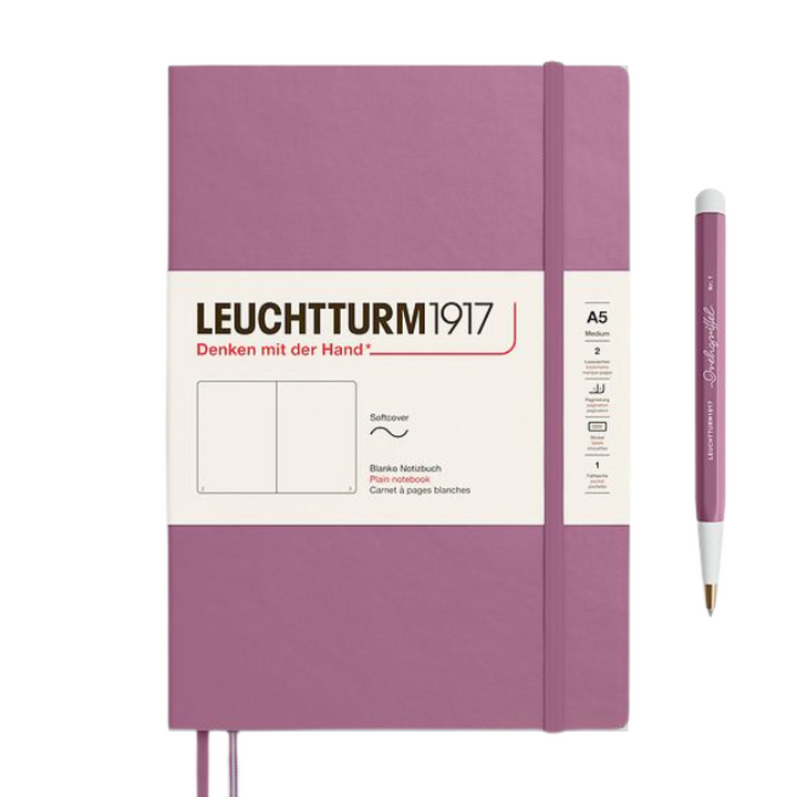 Leuchtturm1917 A5 Medium Softcover Notebook - Plain / Dusty Rose — front cover