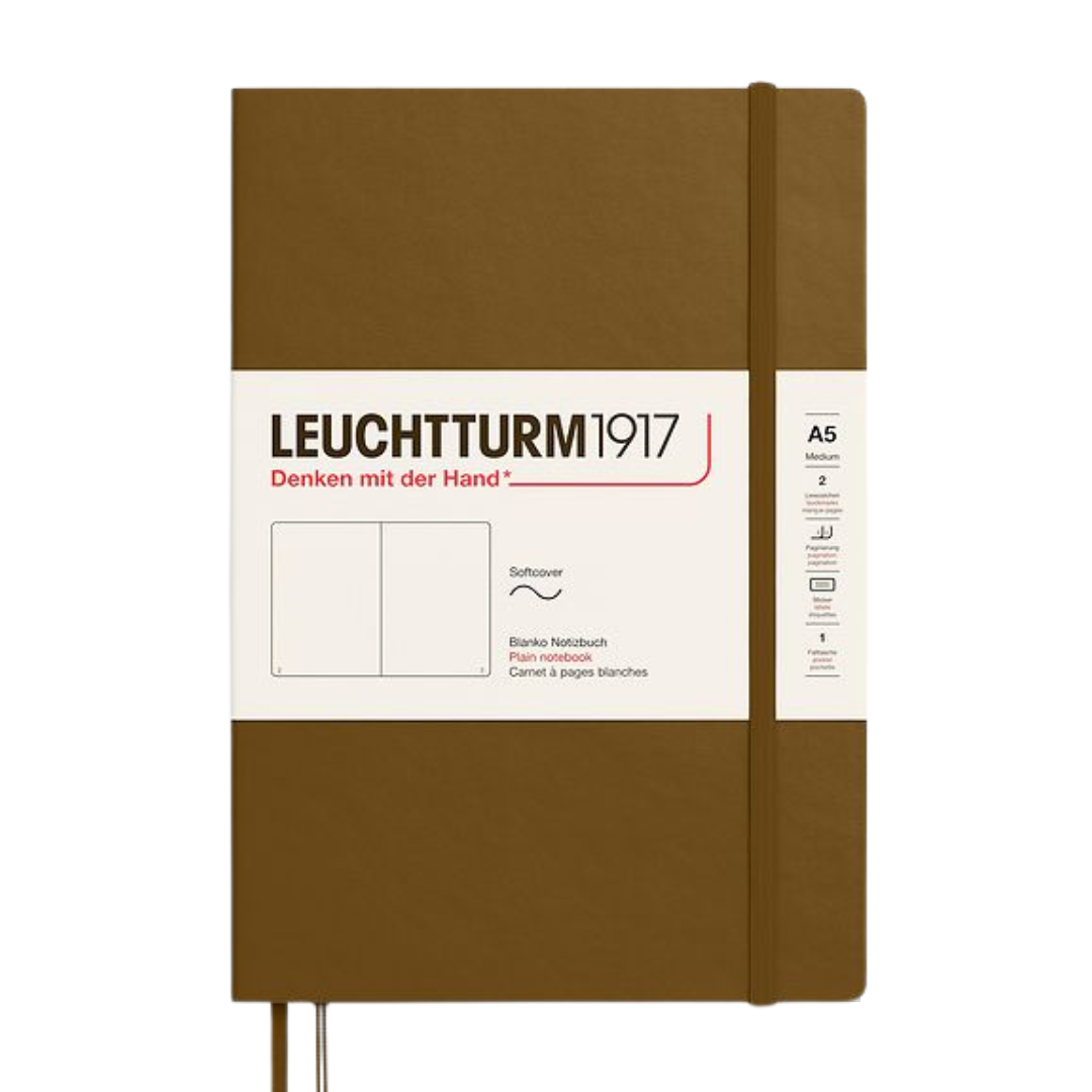 Leuchtturm1917 A5 Medium Softcover Notebook - Plain / Spice Brown — open spread