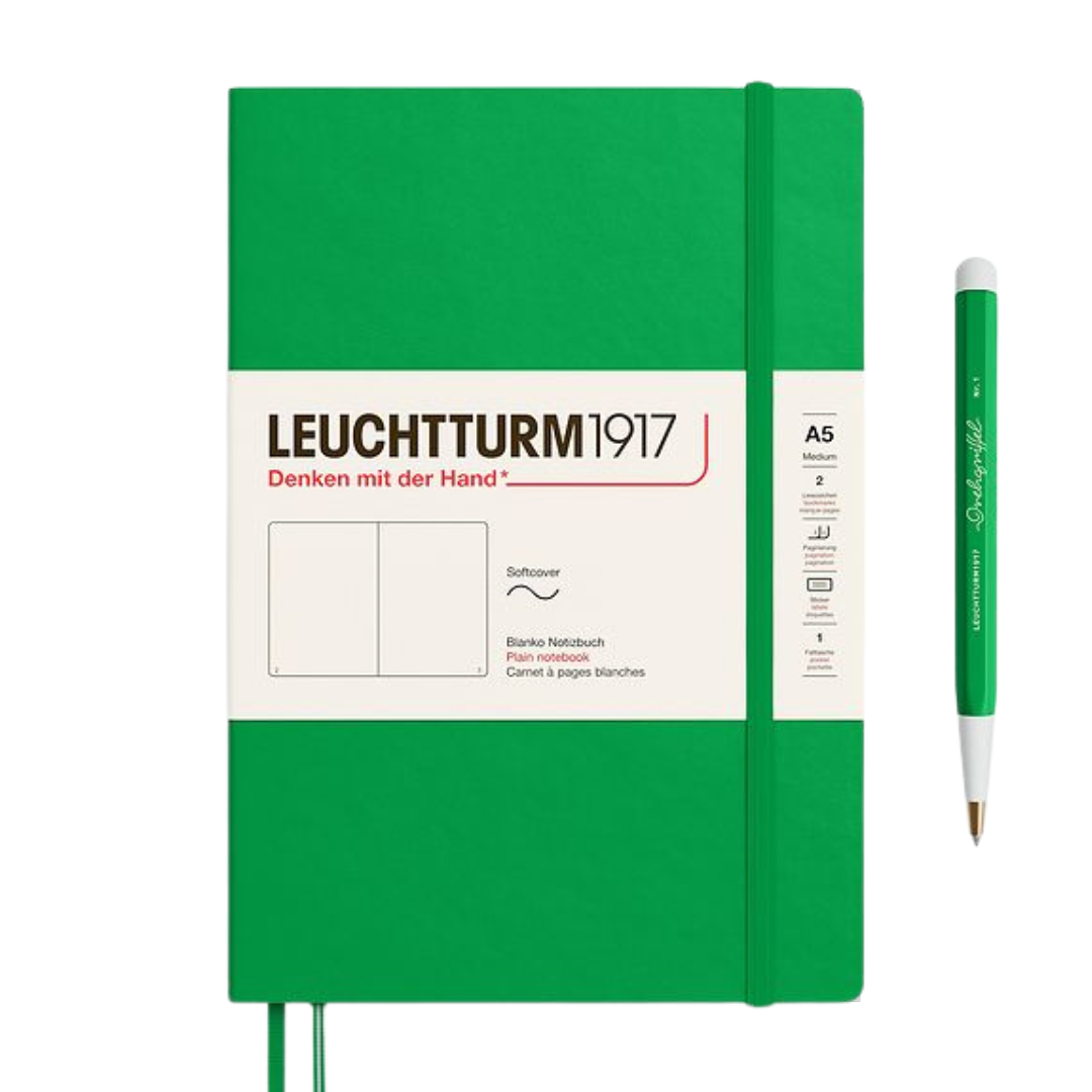 Leuchtturm1917 A5 Medium Softcover Notebook - Plain / Spring Leaf — front cover