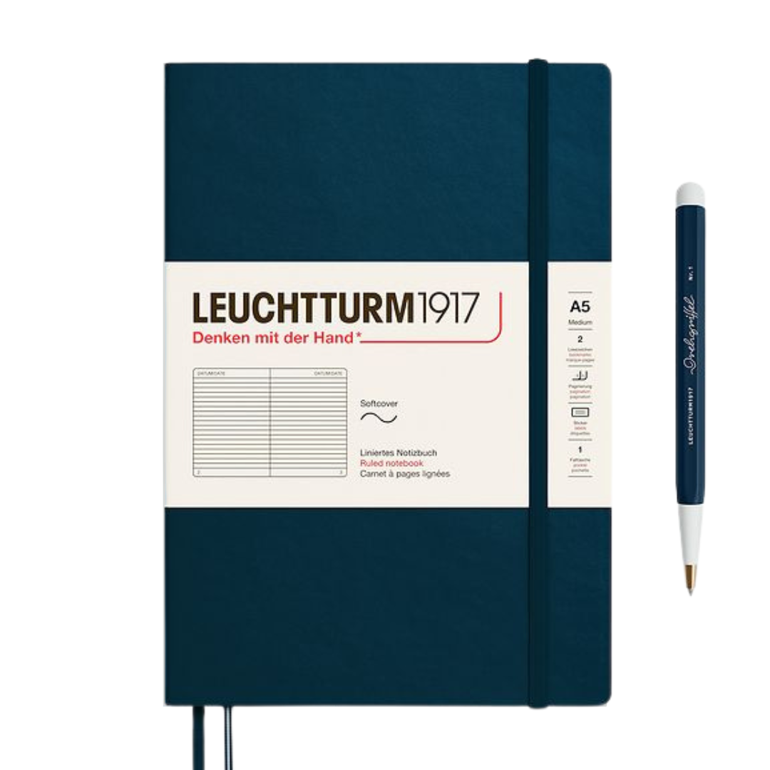 Leuchtturm1917 A5 Medium Softcover Notebook - Ruled / Deep Sea — front cover