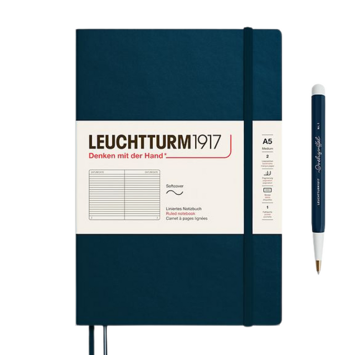 Leuchtturm1917 A5 Medium Softcover Notebook - Ruled / Deep Sea — front cover