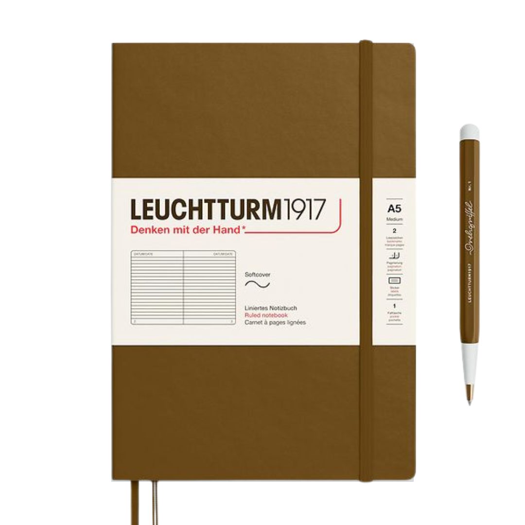 Leuchtturm1917 A5 Medium Softcover Notebook - Ruled / Spice Brown — front cover