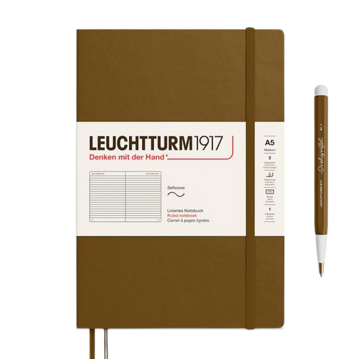 Leuchtturm1917 A5 Medium Softcover Notebook - Ruled / Spice Brown — front cover