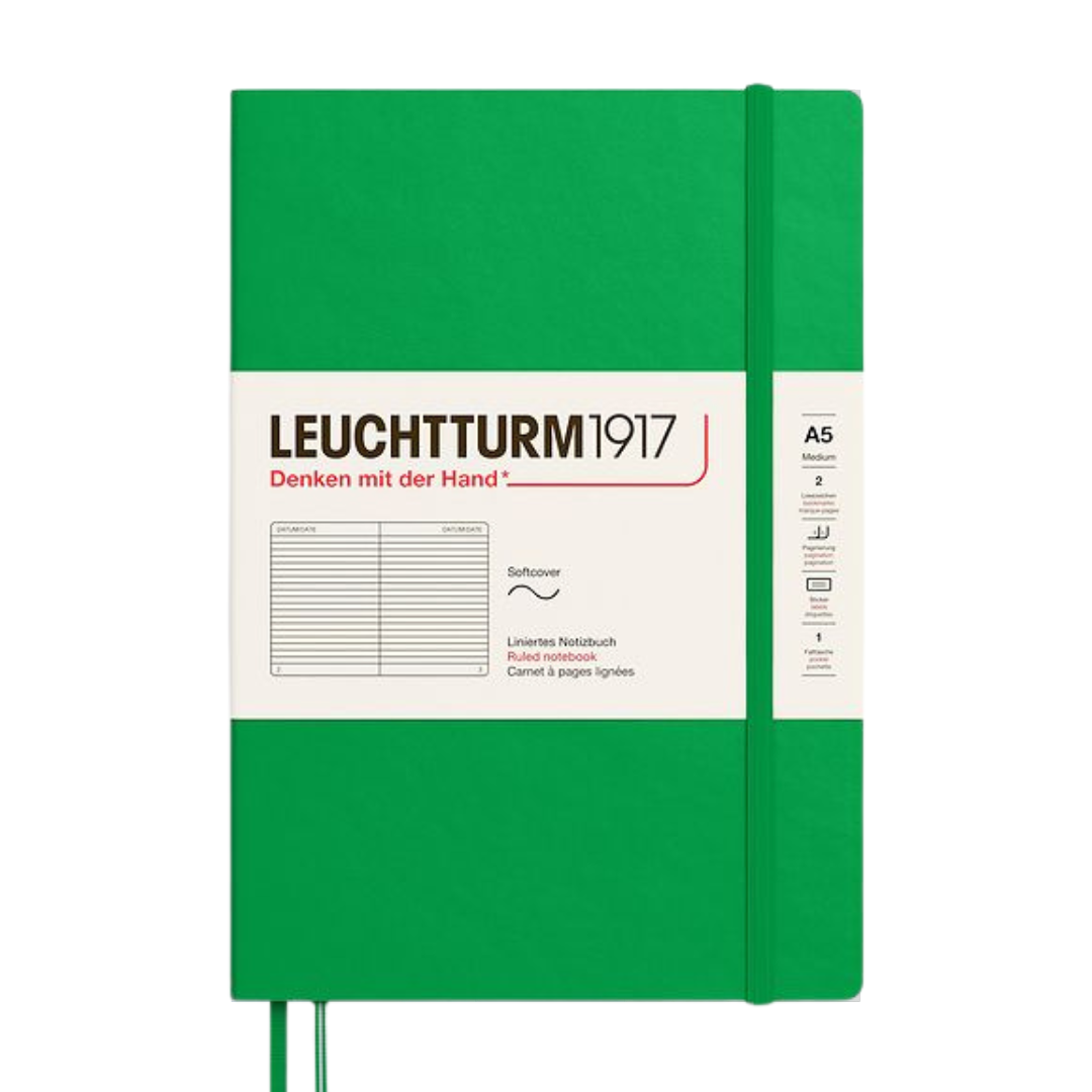 Leuchtturm1917 A5 Medium Softcover Notebook - Ruled / Spring Leaf — open spread