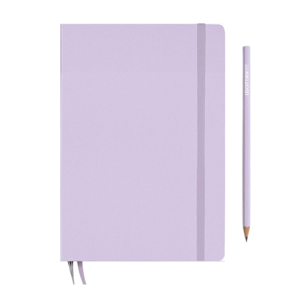 Leuchtturm1917 A5 Medium Hardcover Weekly Planner & Notebook 2025 - Dotted / Lilac — side view