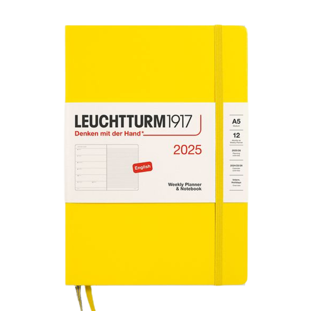 Leuchtturm1917 A5 Medium Hardcover Weekly Planner &amp; Notebook 2025 - Lemon — detail view