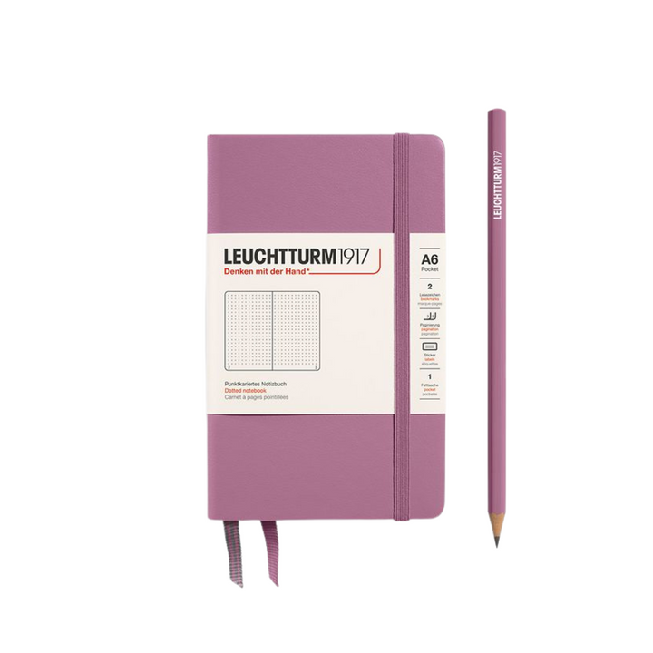 Leuchtturm1917 A6 Pocket Hardcover Notebook - Dotted / Dusty Rose — open spread