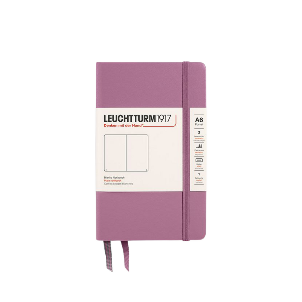 Leuchtturm1917 A6 Pocket Hardcover Notebook - Plain / Dusty Rose — open spread