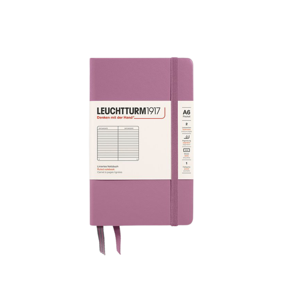 Leuchtturm1917 A6 Pocket Hardcover Notebook - Ruled / Dusty Rose — open spread