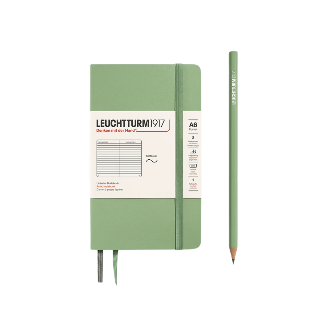 Leuchtturm1917 A6 Pocket Softcover Notebook - Ruled / Sage — front cover