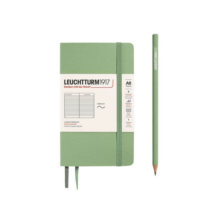 Leuchtturm1917 A6 Pocket Softcover Notebook - Ruled / Sage — front cover