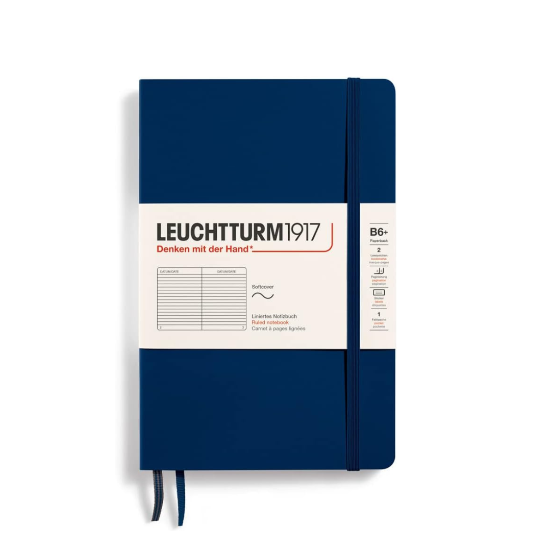 Leuchtturm1917 B6+ Softcover Paperback Notebook - Ruled / Navy — front cover