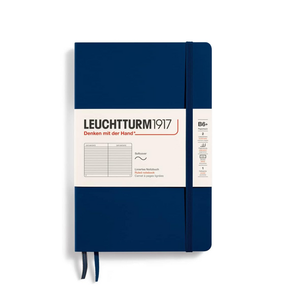 Leuchtturm1917 B6+ Softcover Paperback Notebook - Ruled / Navy — front cover