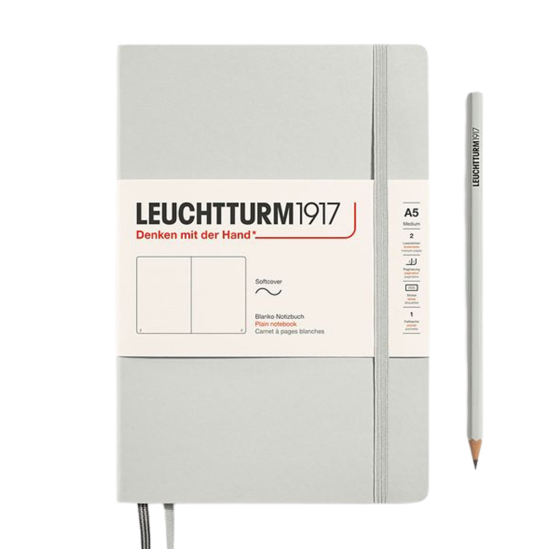 Leuchtturm1917 A5 Medium Softcover Notebook - Plain / Light Grey — front cover