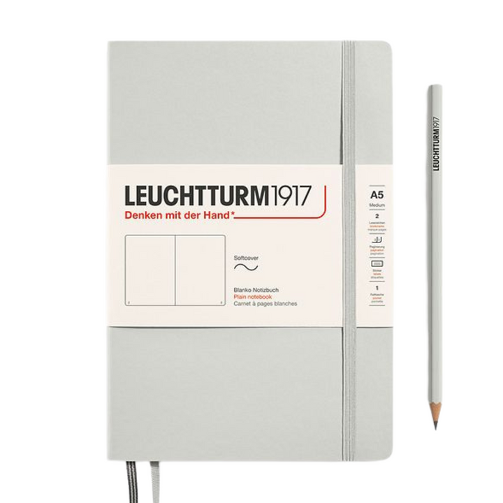 Leuchtturm1917 A5 Medium Softcover Notebook - Plain / Light Grey — front cover