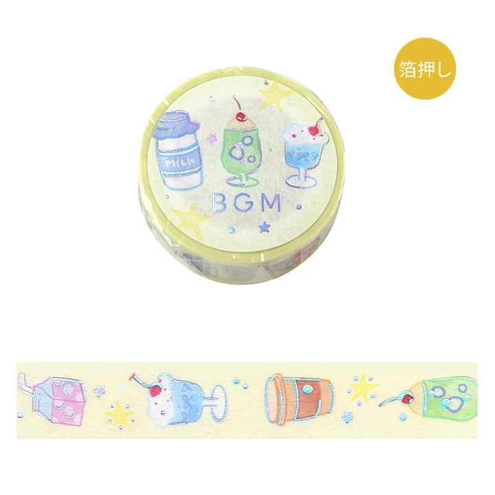 BGM Foil Stamping Masking Tape: Life - Loose Drink — roll front