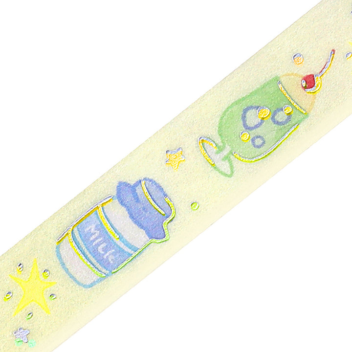 BGM Foil Stamping Masking Tape: Life - Loose Drink — pattern detail