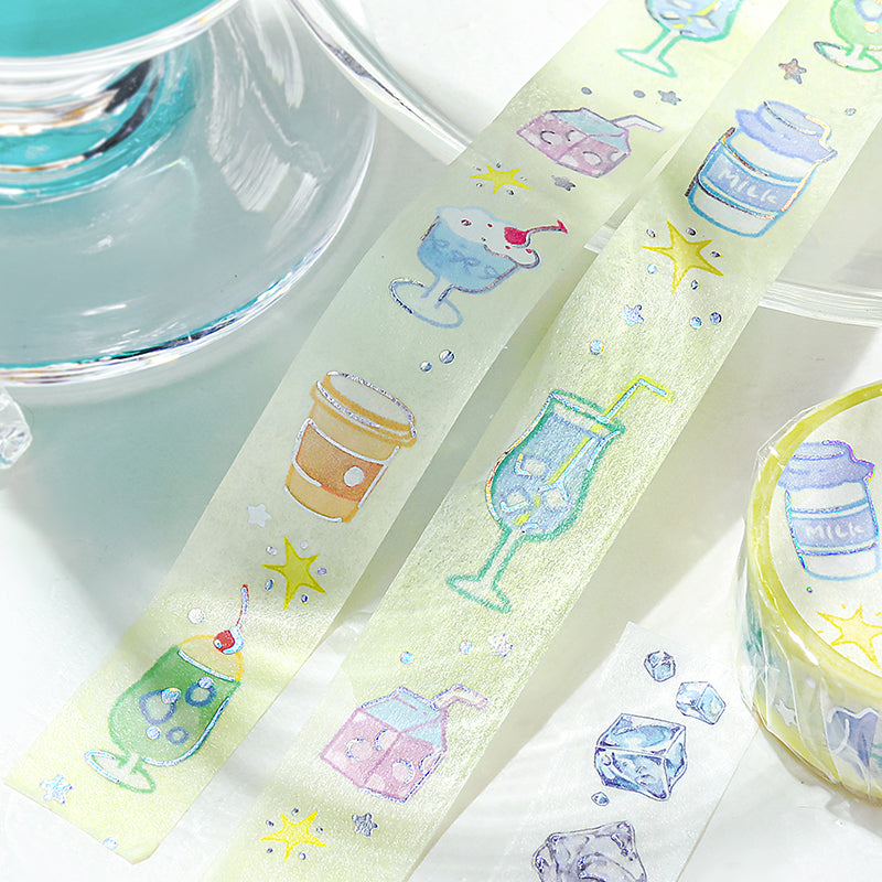 BGM Foil Stamping Masking Tape: Life - Loose Drink — flat lay