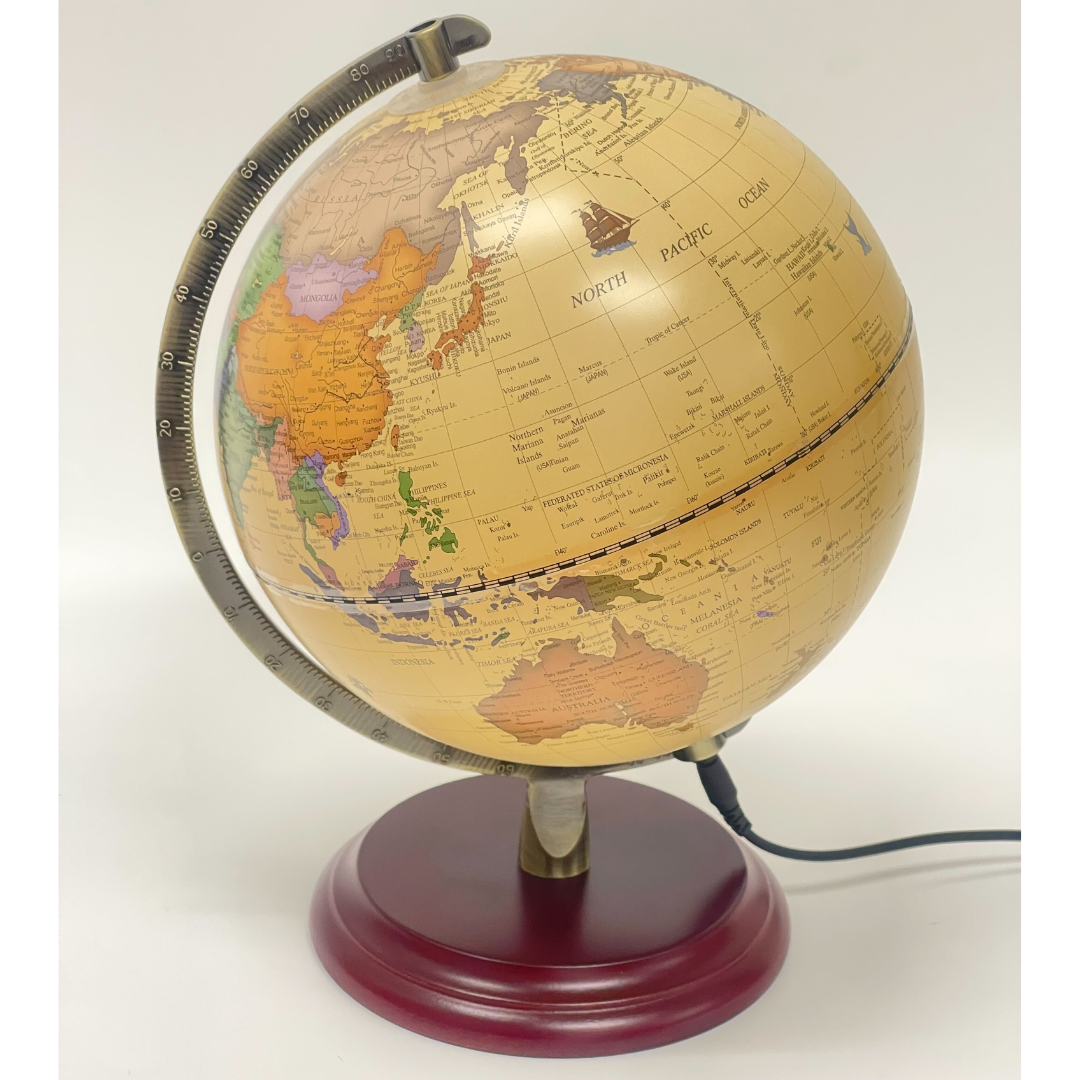 Luxo Antique Globe Map LED + Wood Base in 20cm — Luxo other — premium stationery and lifestyle, at Cityluxe Singapore