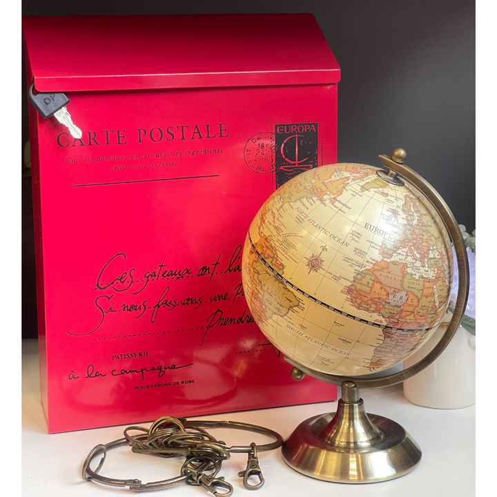 Luxo Antique Globe, Copper Metal Base - 14cm — flat lay