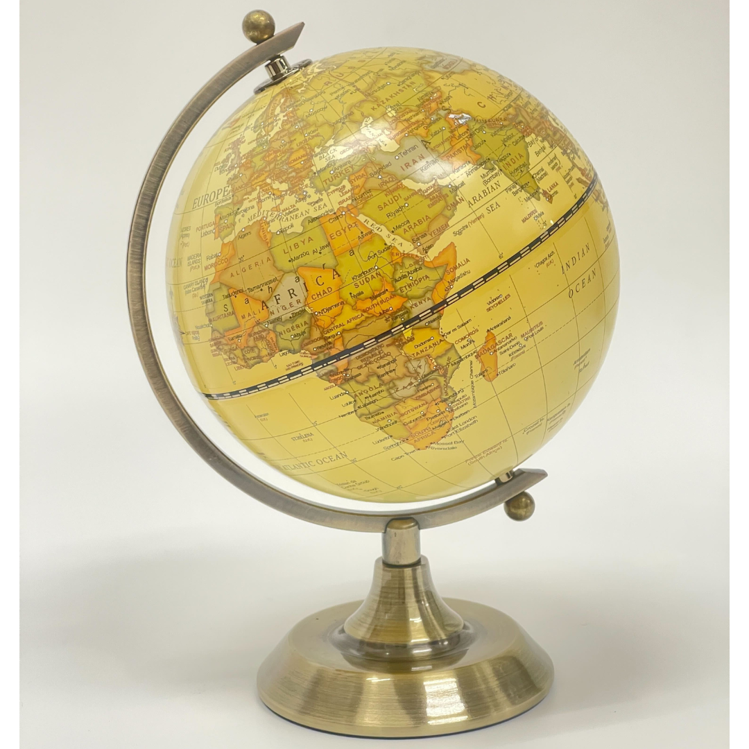 Luxo Antique Globe, Copper Metal Base - 14cm — flat lay