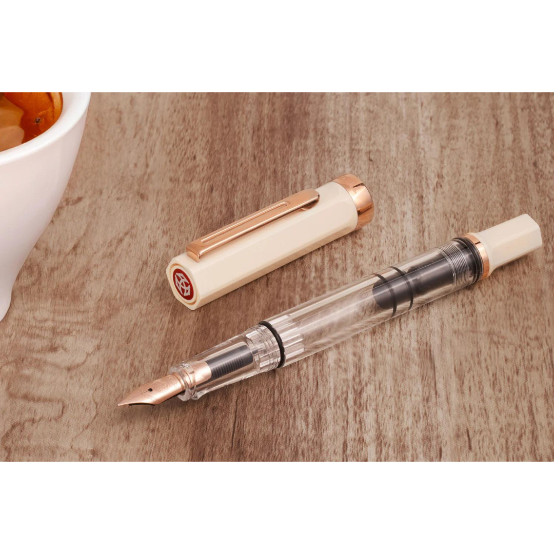 TWSBI ECO Fountain Pen in Creme with Rose Gold — TWSBI fountain pen — precision nib writing instrument, at Cityluxe Singapore stationery store