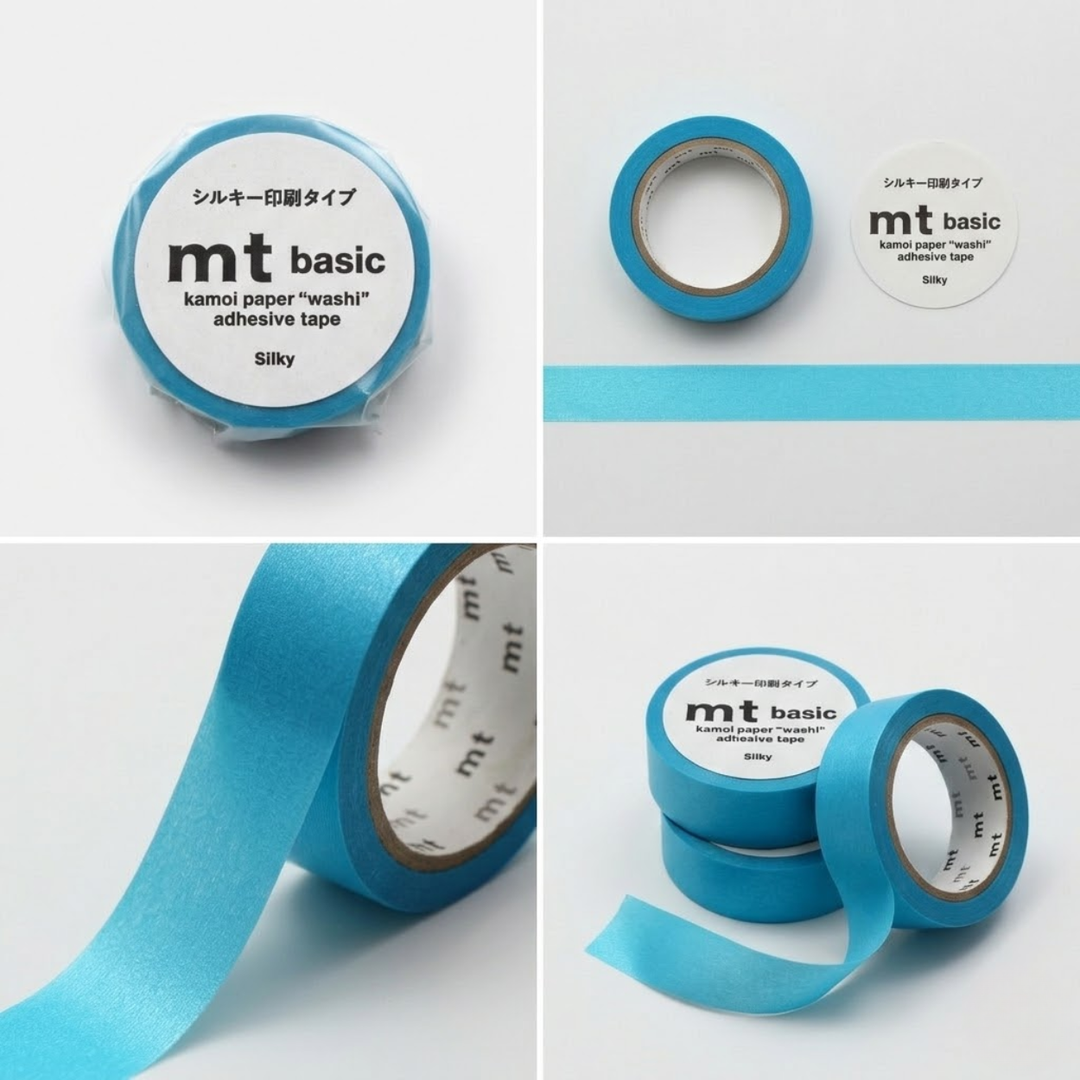 MT 1P Kamoi Washi Tape - Silky Light Blue — applied on surface