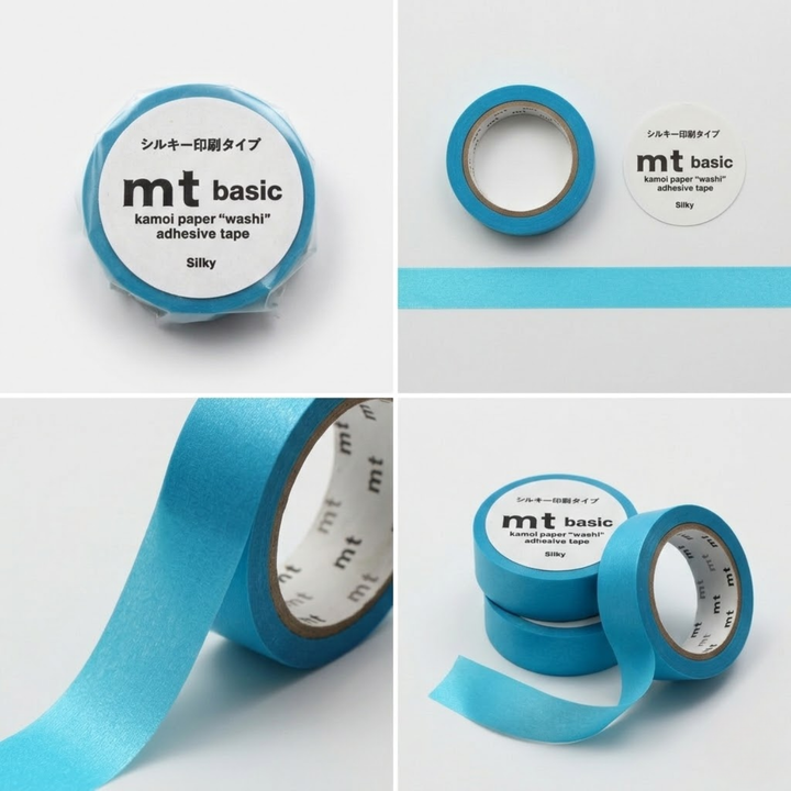 MT 1P Kamoi Washi Tape - Silky Light Blue — applied on surface