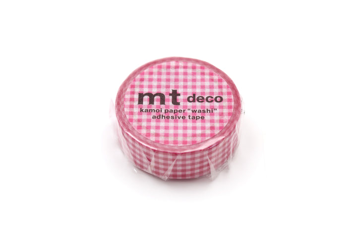MT Deco Washi Tape - Delicate Checkered Pink — applied on surface